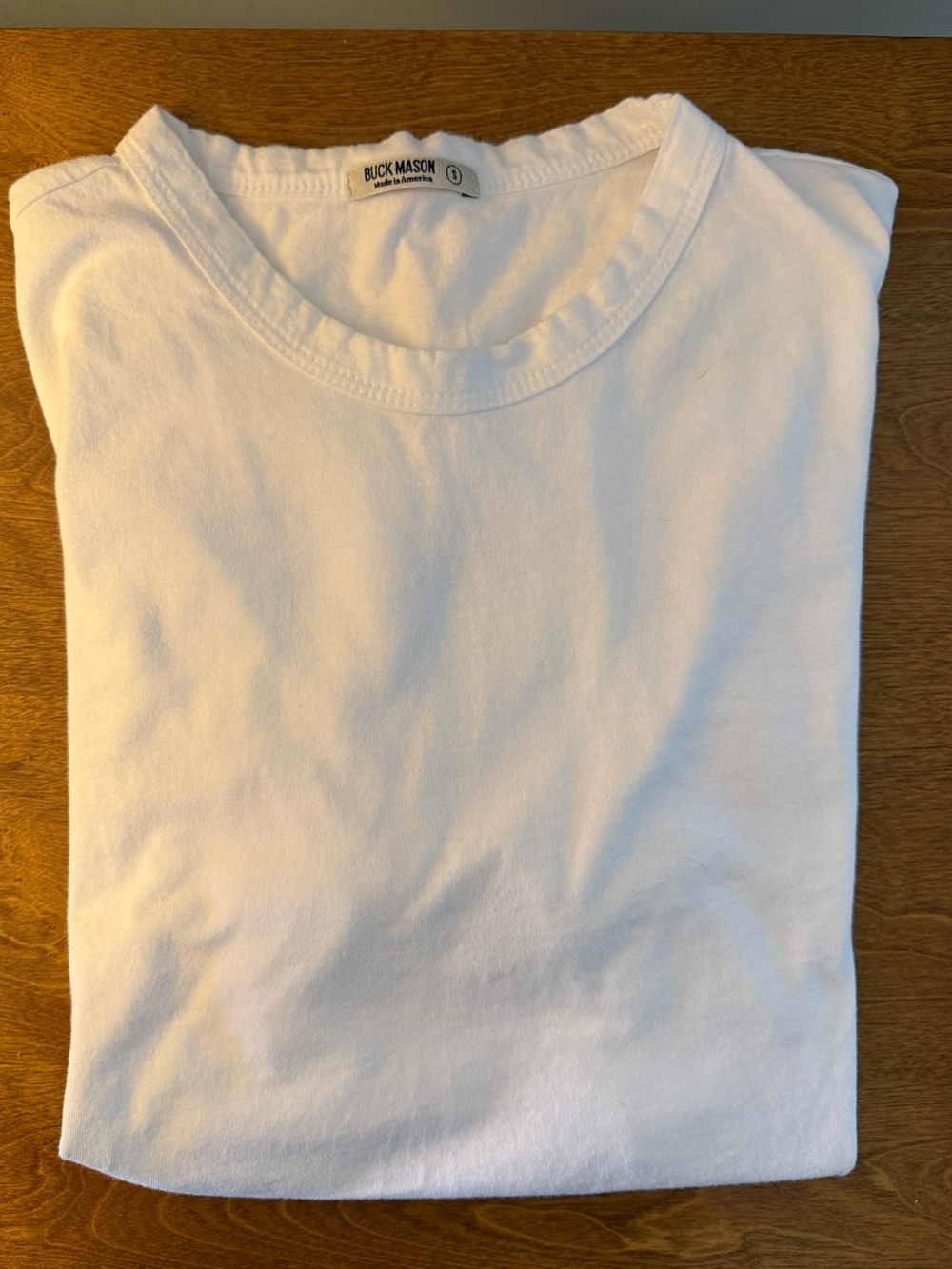 Buck Mason Curved Hem Tee White Made in USA Men’s Small Classic Cotton T Shirt